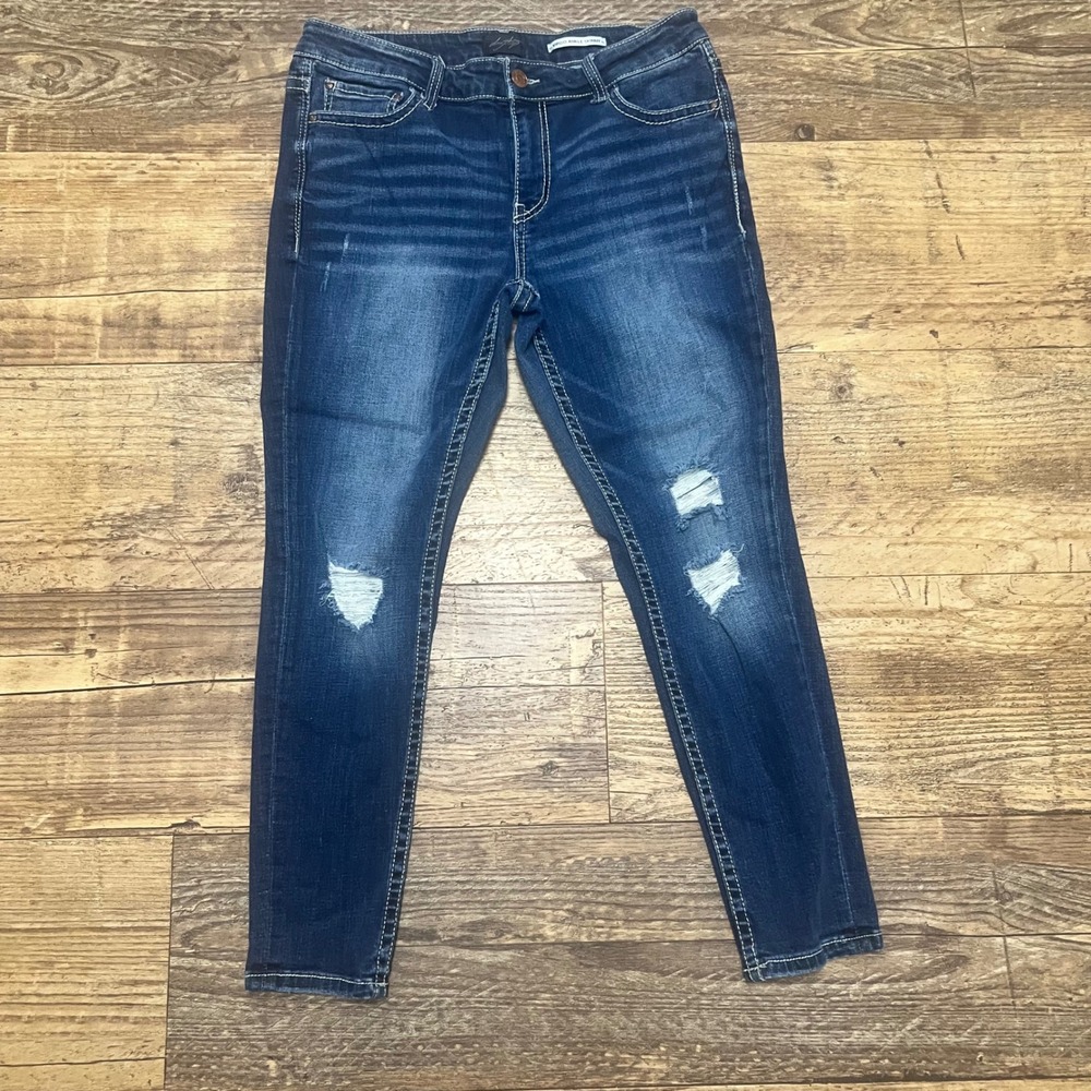 Daytrip Virgo Ankle Skinny Jeans Dark Wash Distressed 30 BTD3733